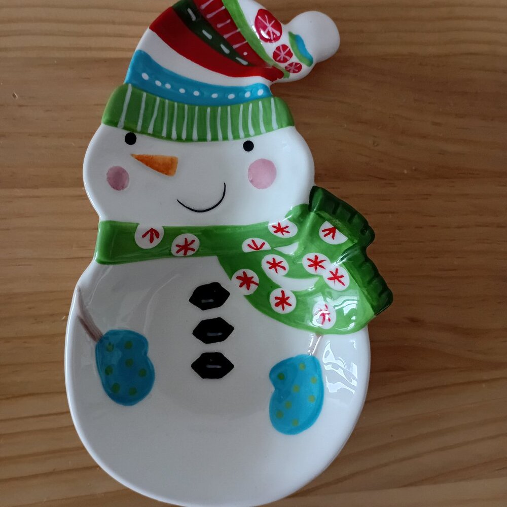 PIER 1 Ceramic Snowman Spoonrest NEW